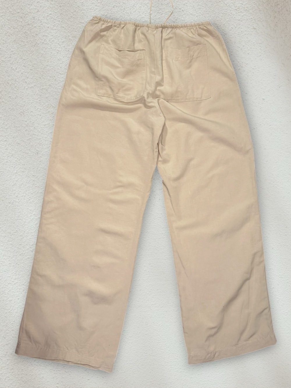 🟢3/$30 Coastal Beach Wide Leg Linen Pants Loose Fit Cream Size Medium H&M - Picture 4 of 8